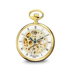 Charles Hubert Gold Finish Brass Open Face Pocket Watch